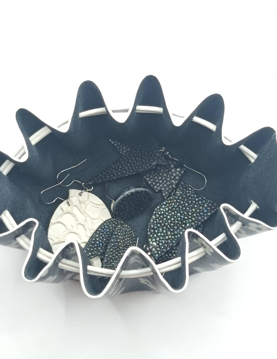 Grande bourse Noir Motif petites fleurs