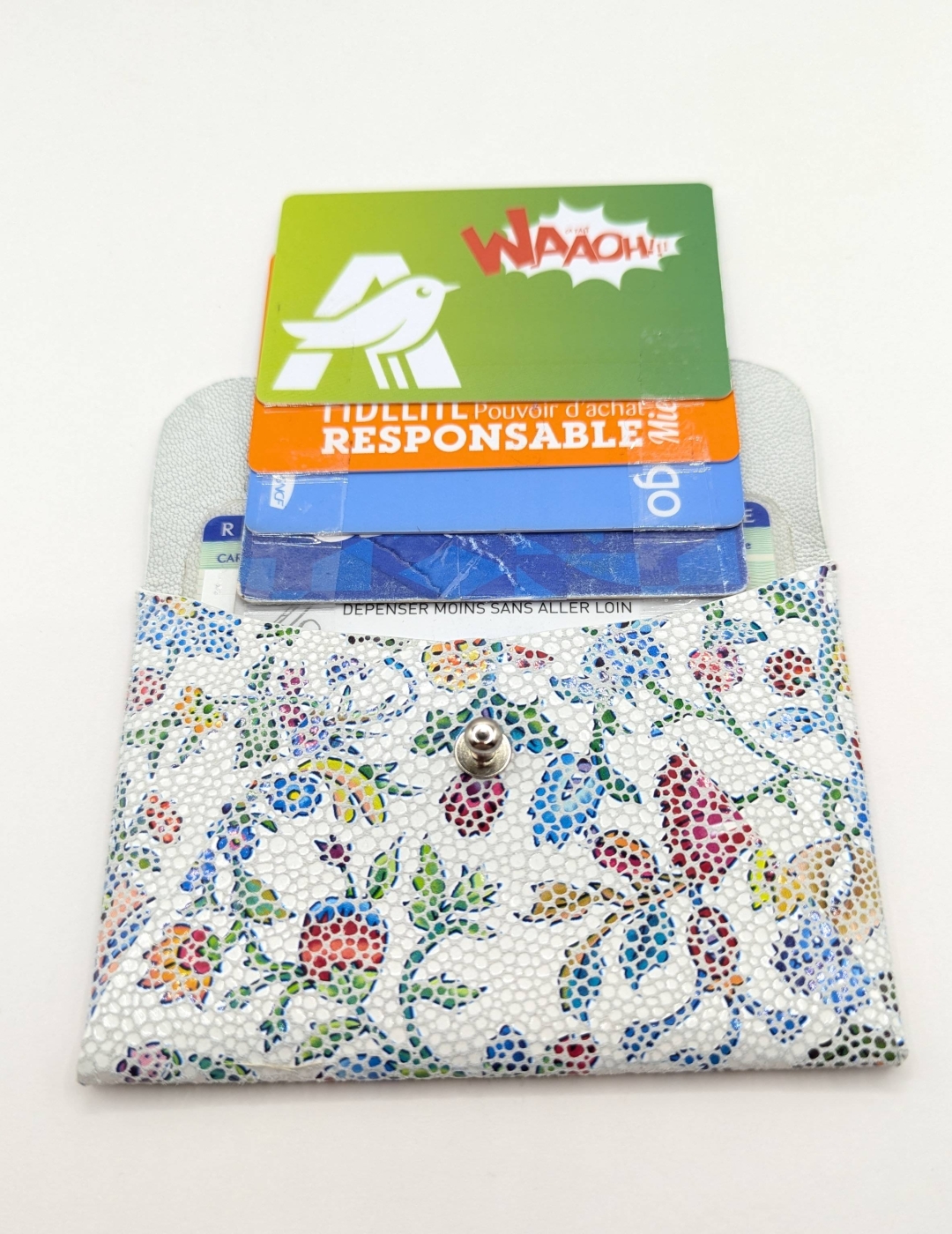 Porte-cartes Blanc à fleurs style gaudì