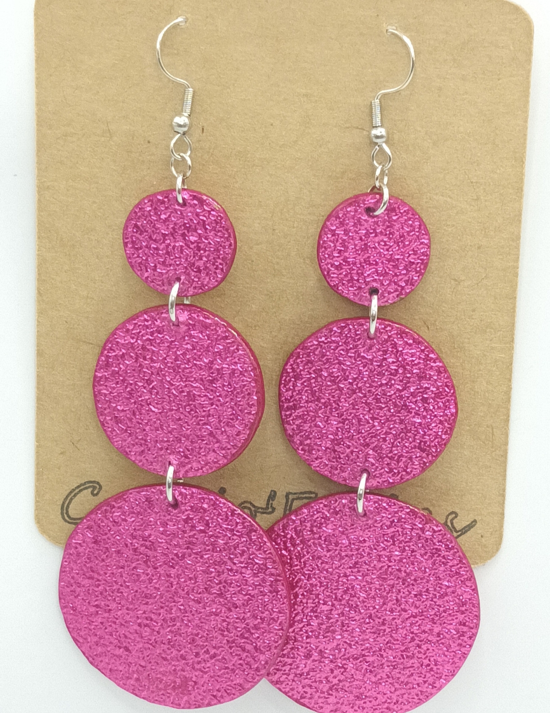 Grandes Boucles d’oreilles bulle rose pailletté