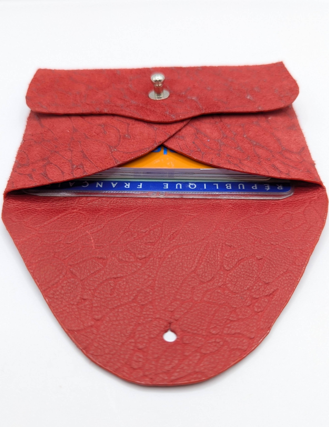 Porte-cartes Rouge velours effet nervuré