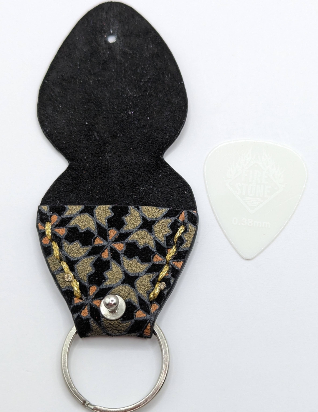 Étui à médiator Noir fleurs vintage