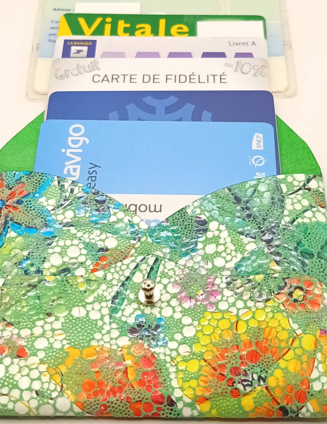 Porte-cartes Vert fleuri