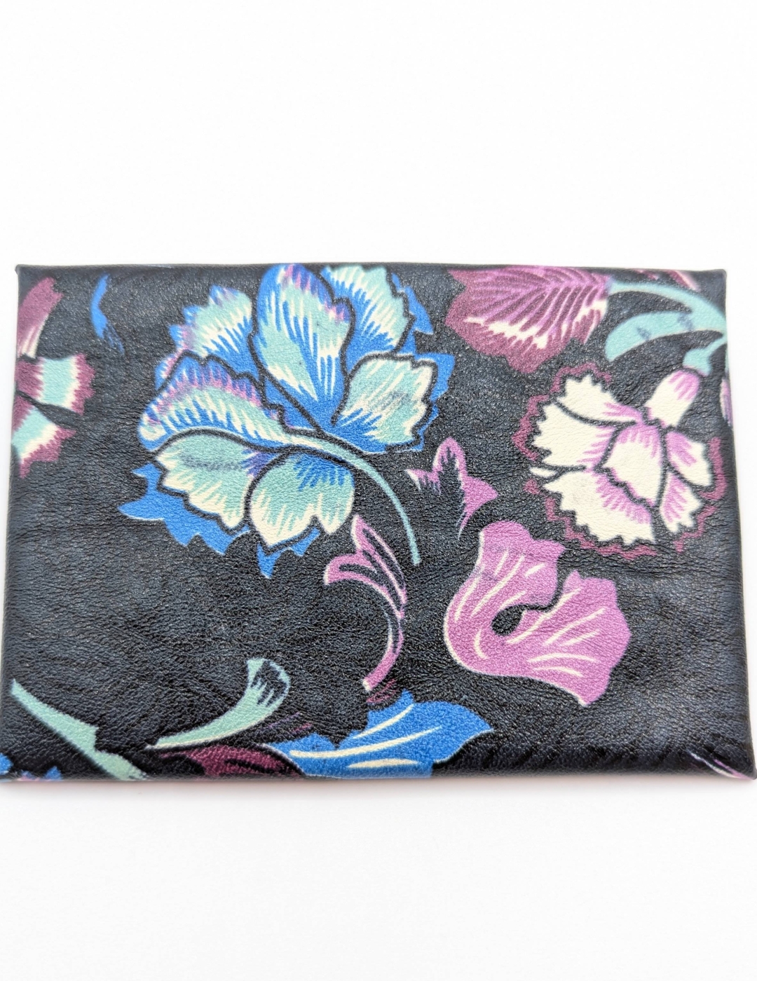 Porte-cartes Noir à grosses fleurs