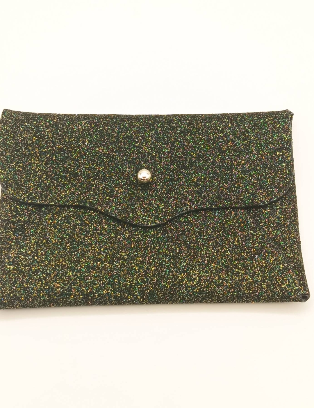 Porte-cartes Noir pailleté vert