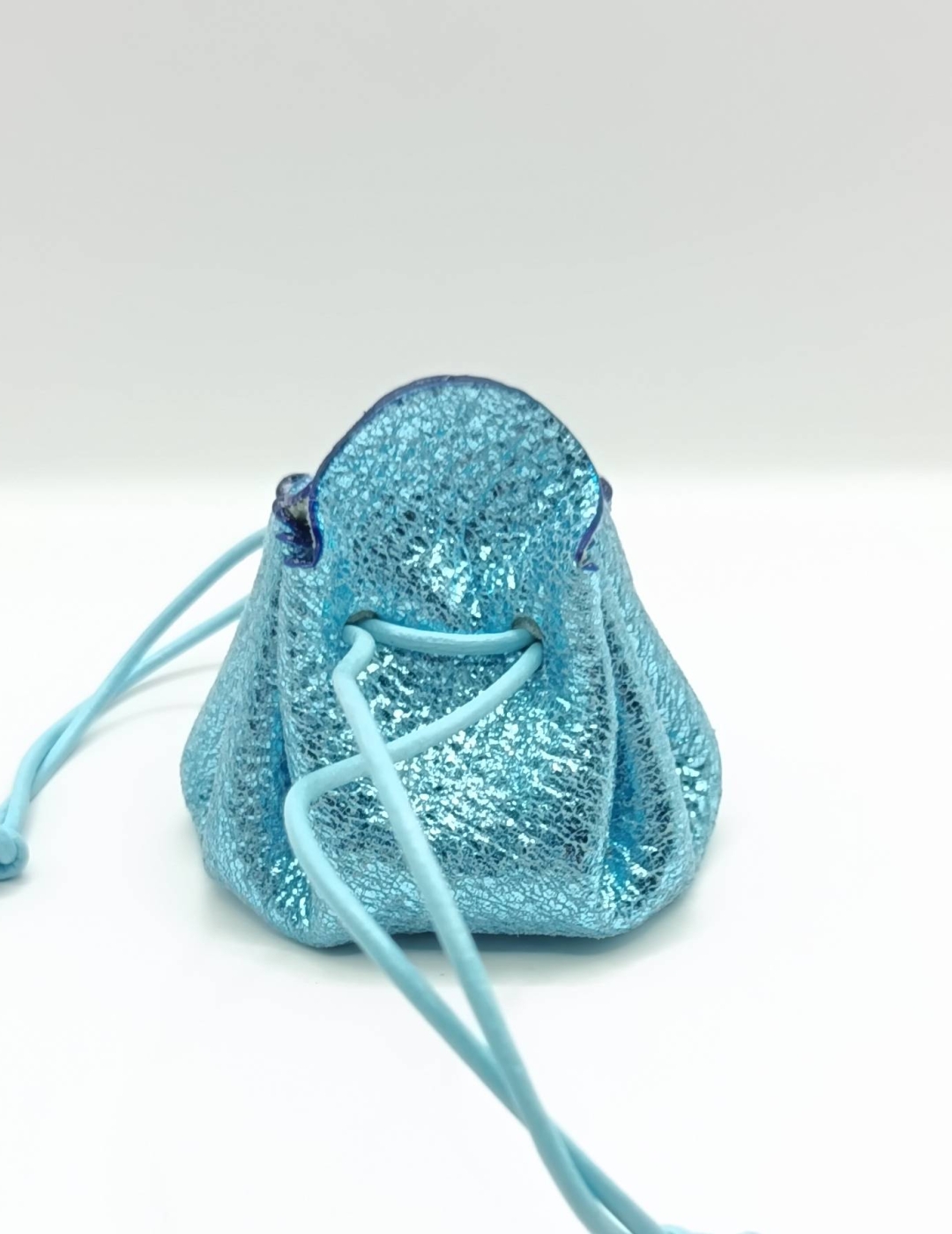 Petite bourse Bleu turquoise Métallisé froissé