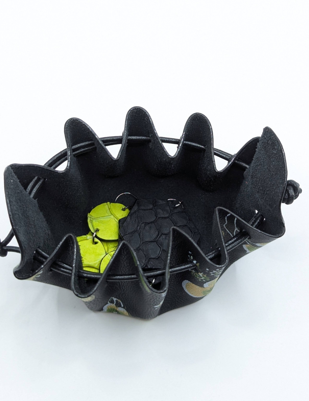 Petite bourse Noir A fleurs vertes