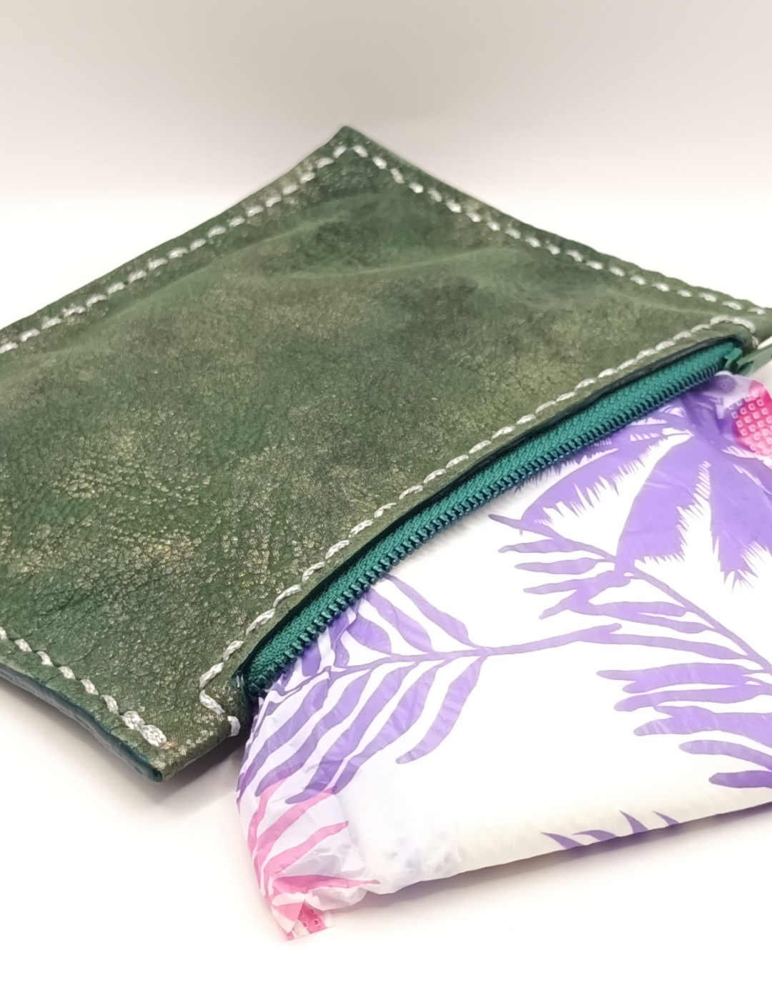 Porte-monnaie vert forêt brillant et vert foncé