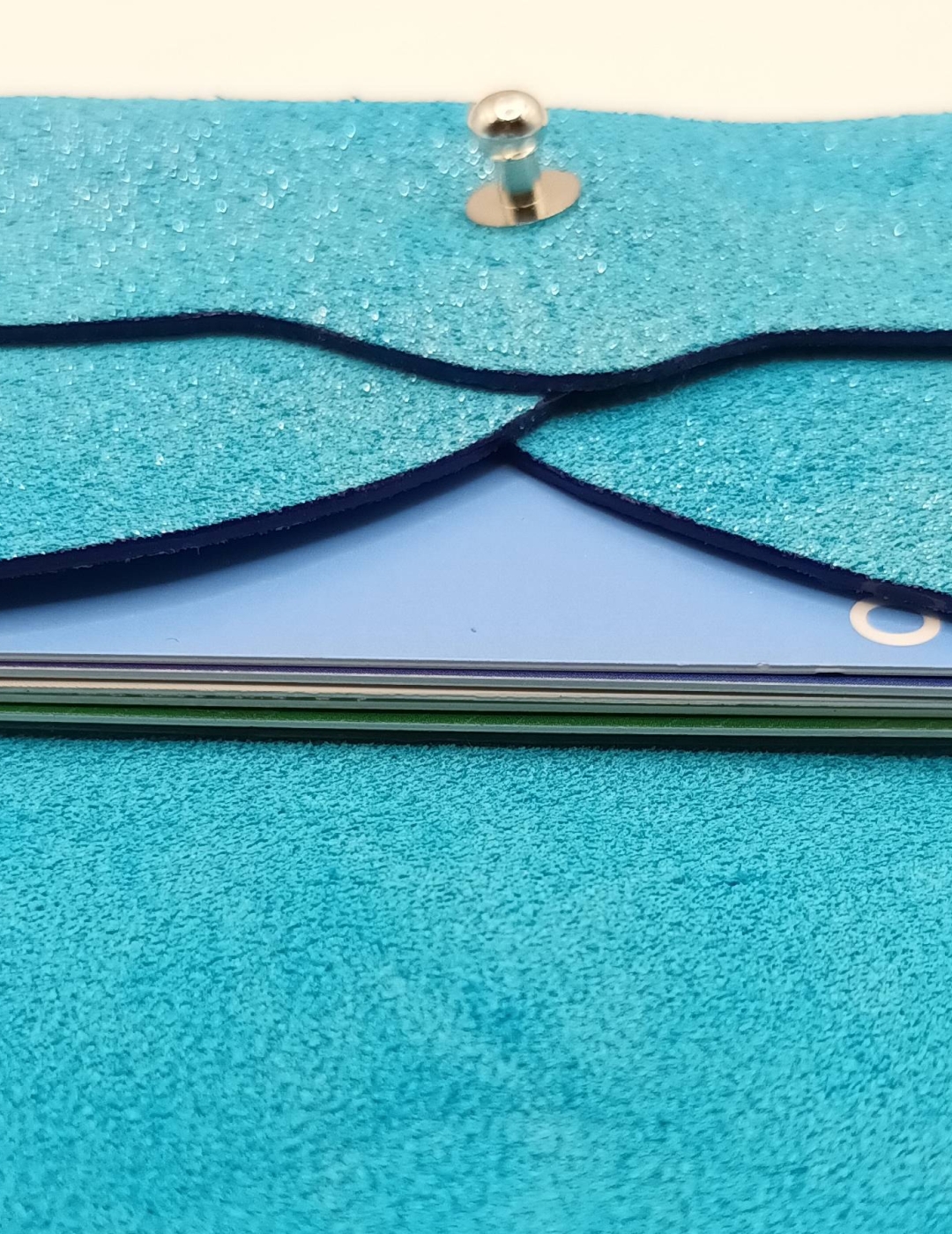 Porte-cartes Bleu velours pailleté