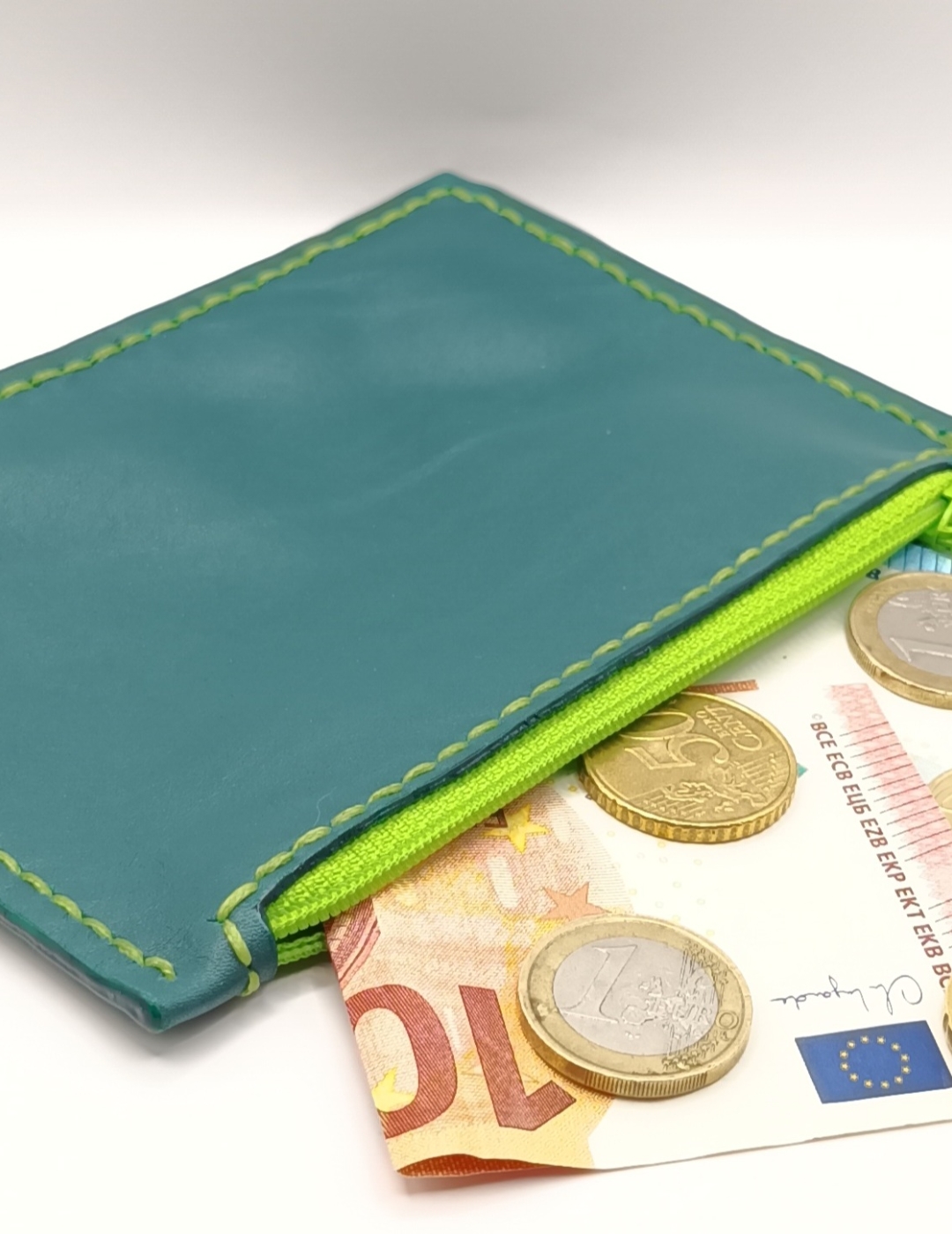 Porte-monnaie vert foncé et vert anis