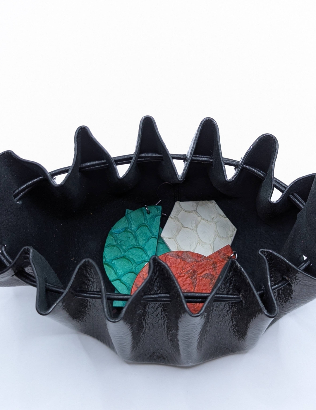 Grande bourse Noir Grainé vernis