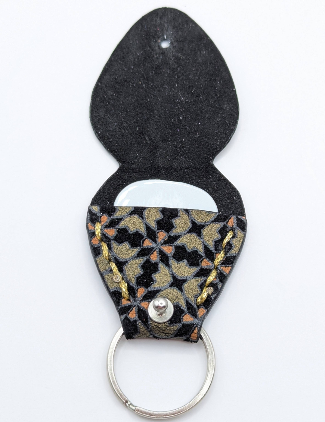 Étui à médiator Noir fleurs vintage