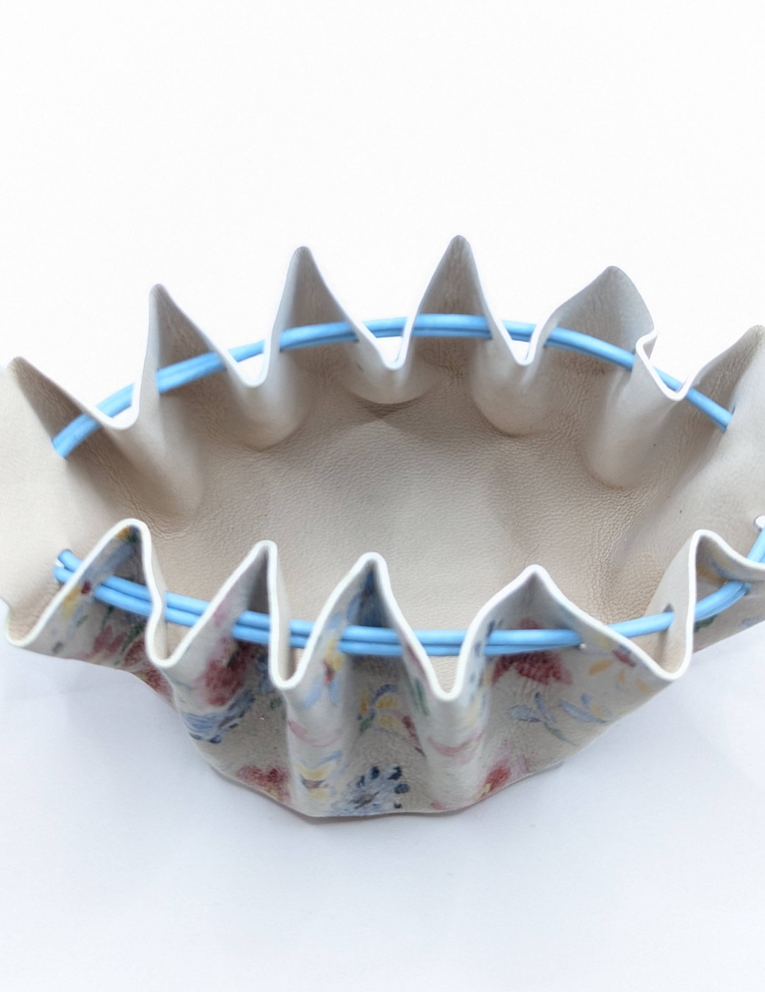 Grande bourse Blanc fleuri Touché velours