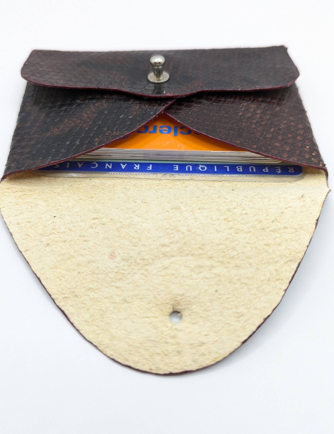 Porte-cartes Bordeaux très foncé imitation serpent