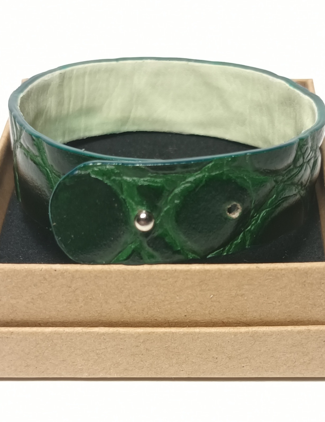 Bracelet effet crocodile vert foncé
