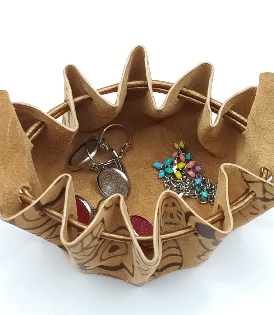 Petite bourse beige effet tatoué