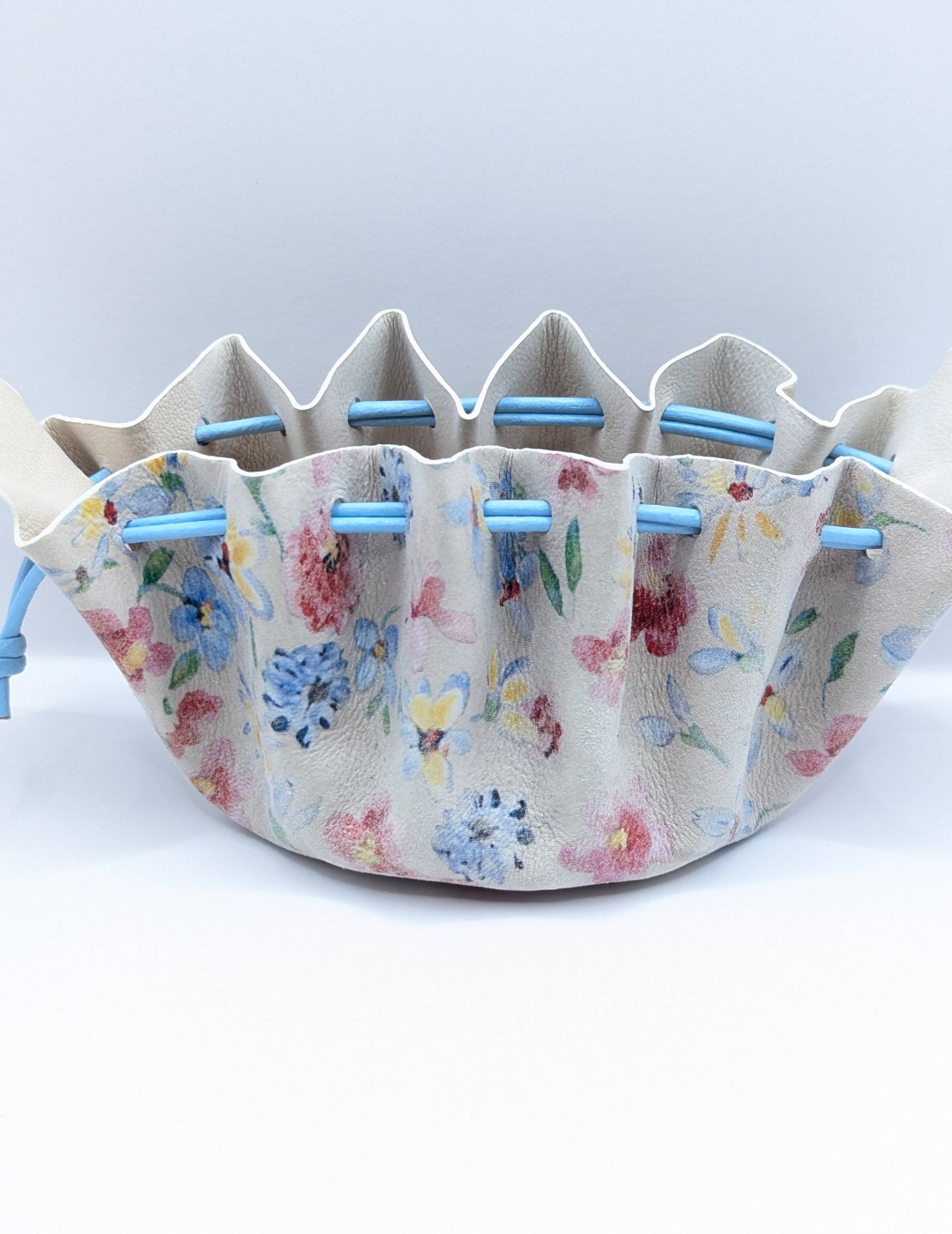 Grande bourse Crème fleuri Touché velours