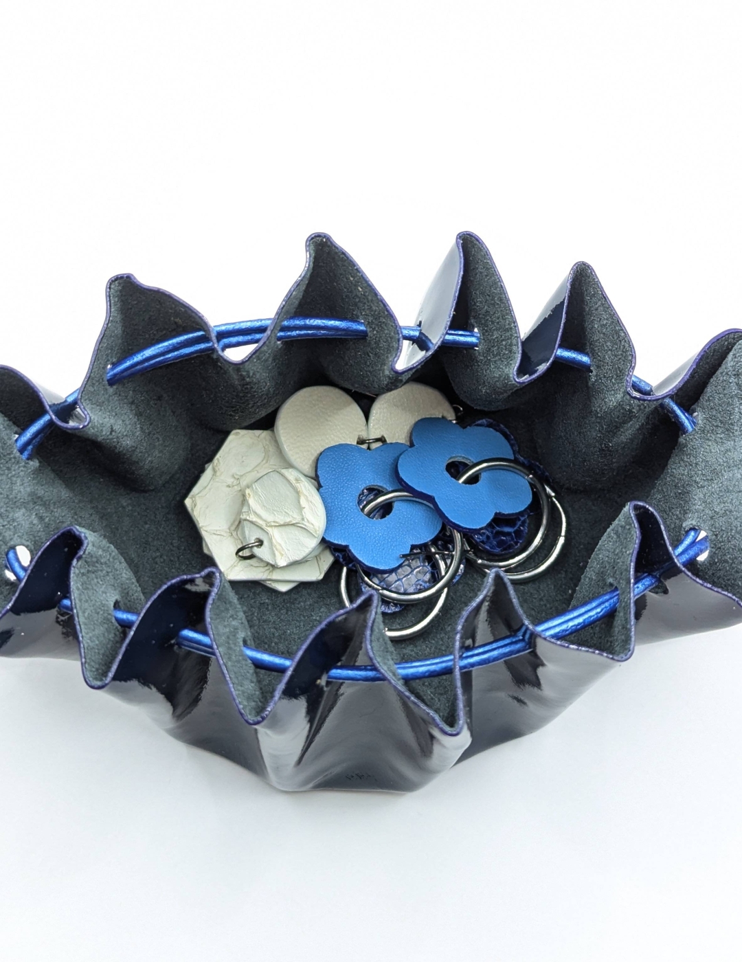 Grande bourse Bleu foncé Vernis