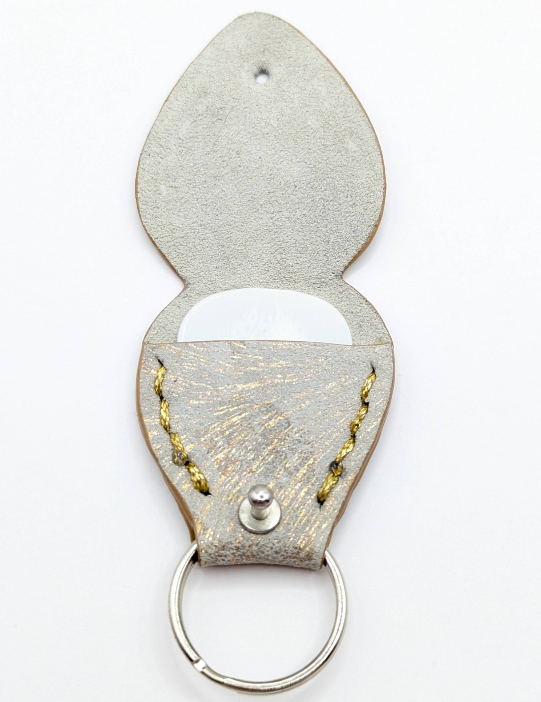 Étui à médiator Beige imitation léopard doré