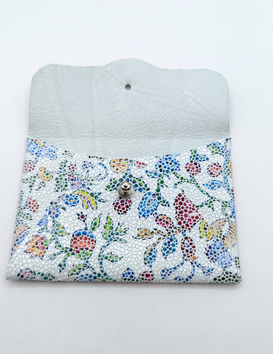 Porte-cartes Blanc à fleurs style gaudì