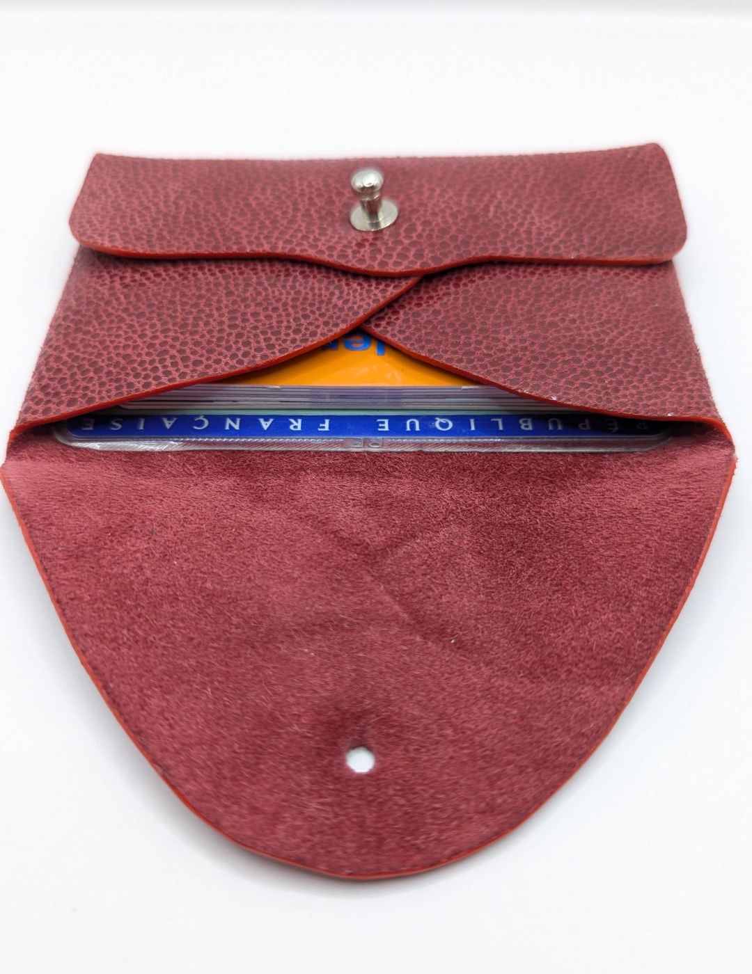 Porte-cartes Rouge imitation grain galuchat