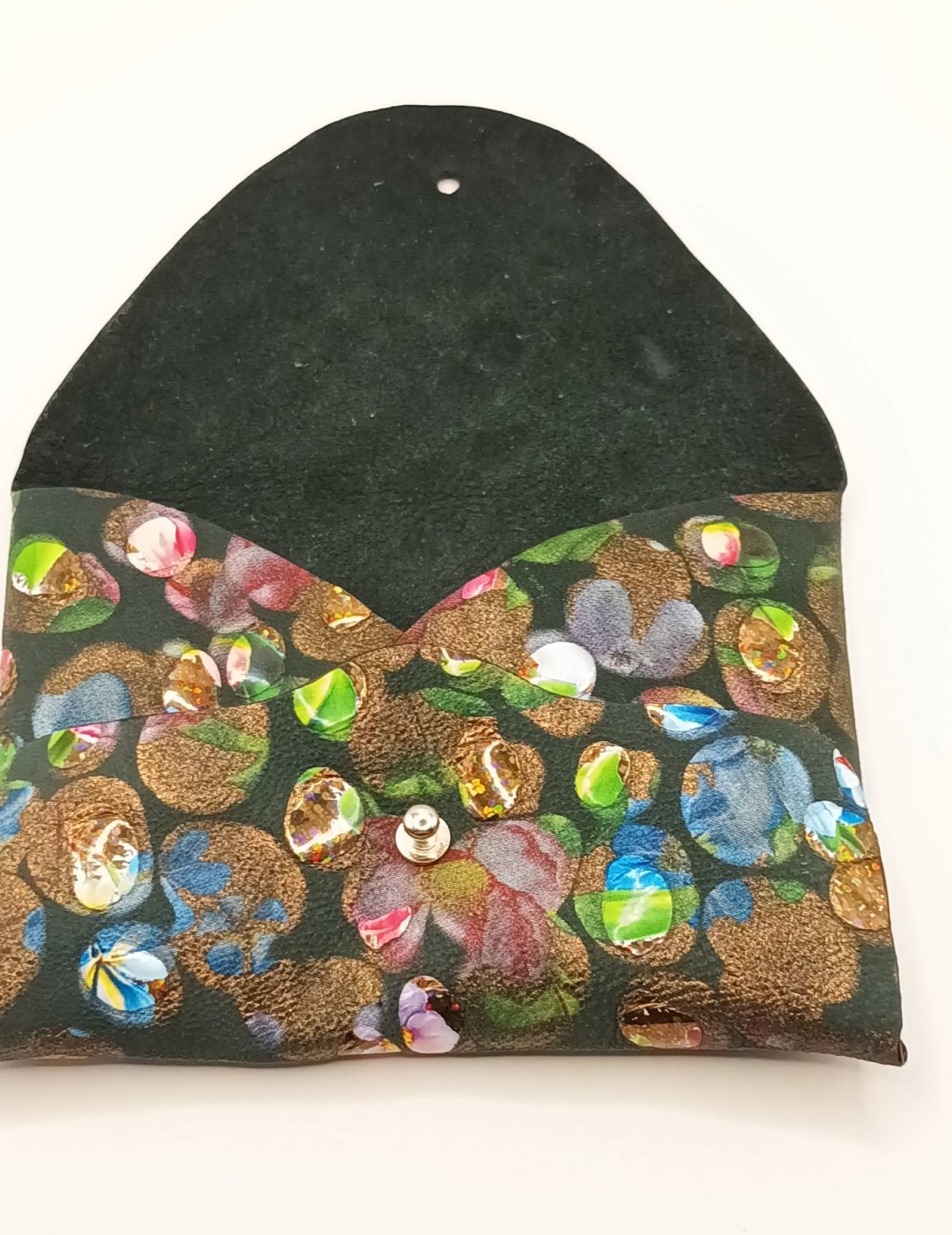 Porte-cartes Noir fleuri doré