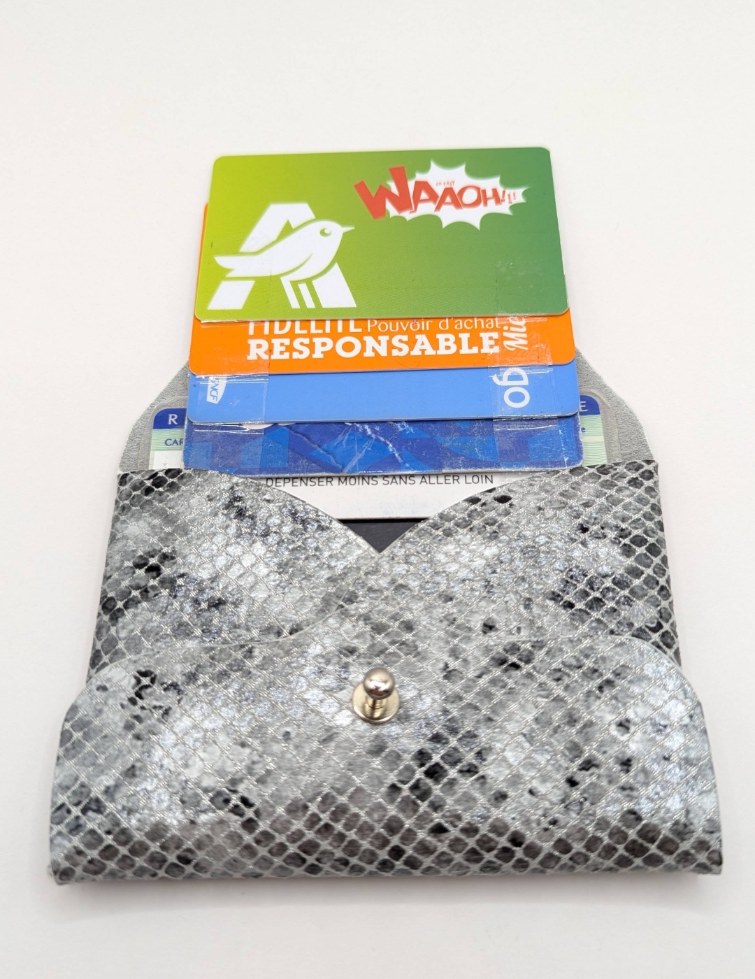 Porte-cartes Argent imitation serpent