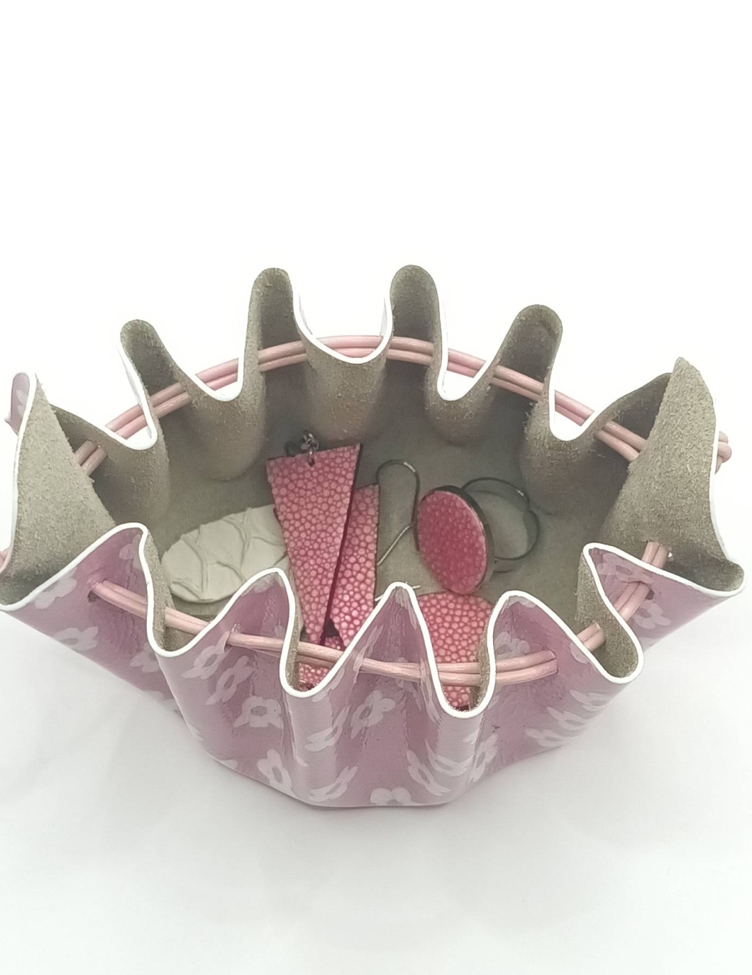 Grande bourse Rose pâle Motif petites fleurs