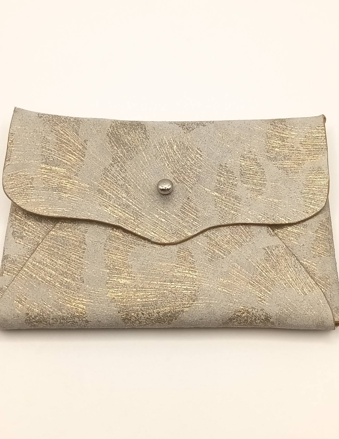 Porte-cartes Beige imitation léopard doré