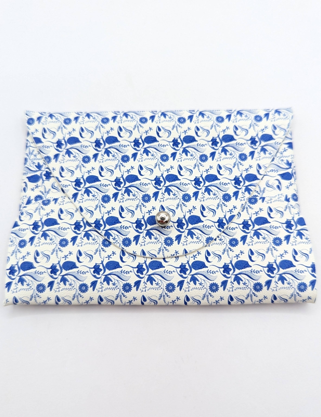 Porte-cartes Blanc à fleurs bleues