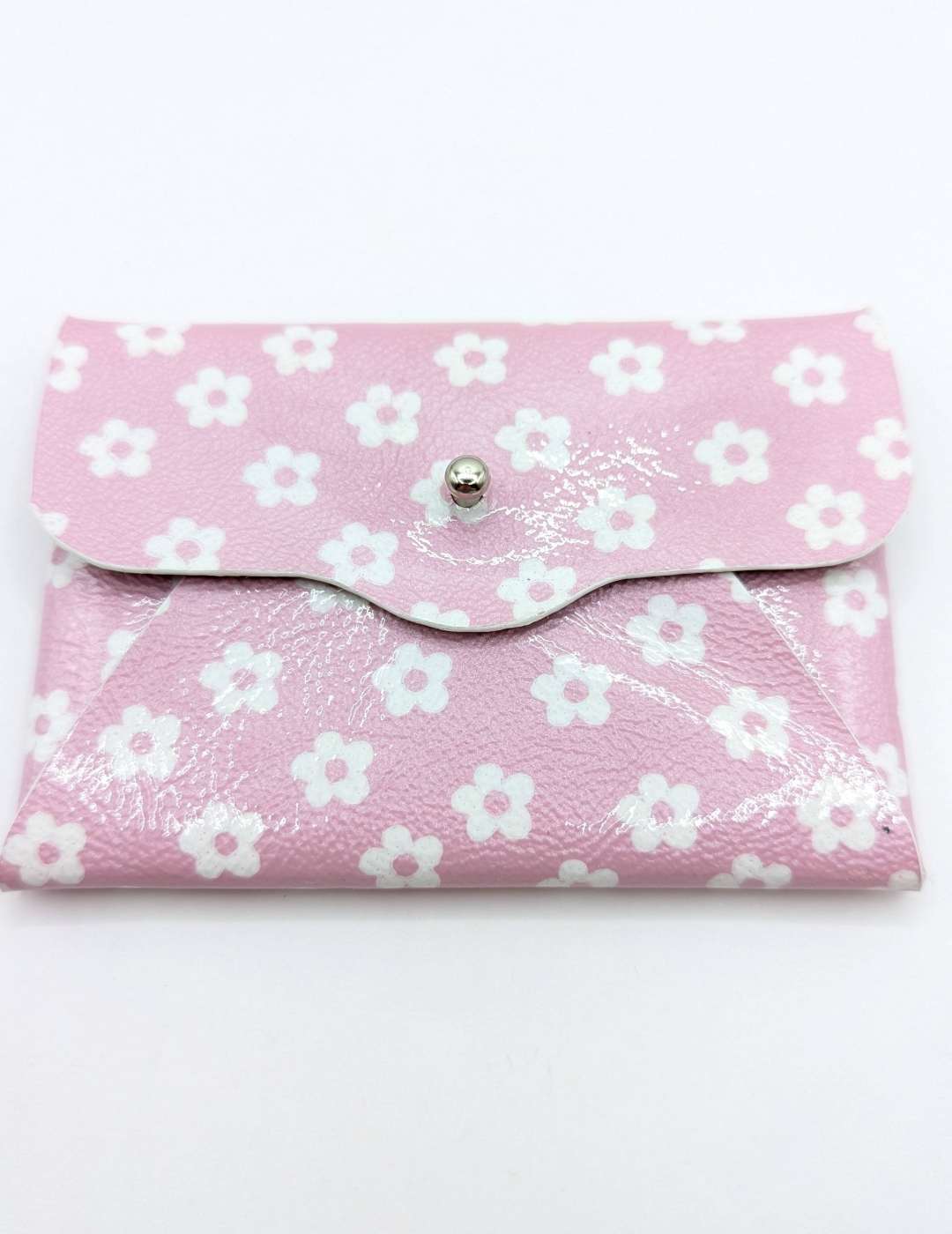 Porte-cartes Rose clair à petites fleurs blanches