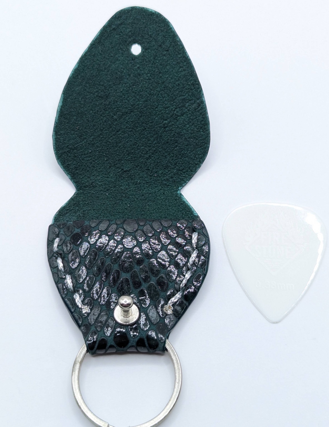 Étui à médiator Vert imitation serpent