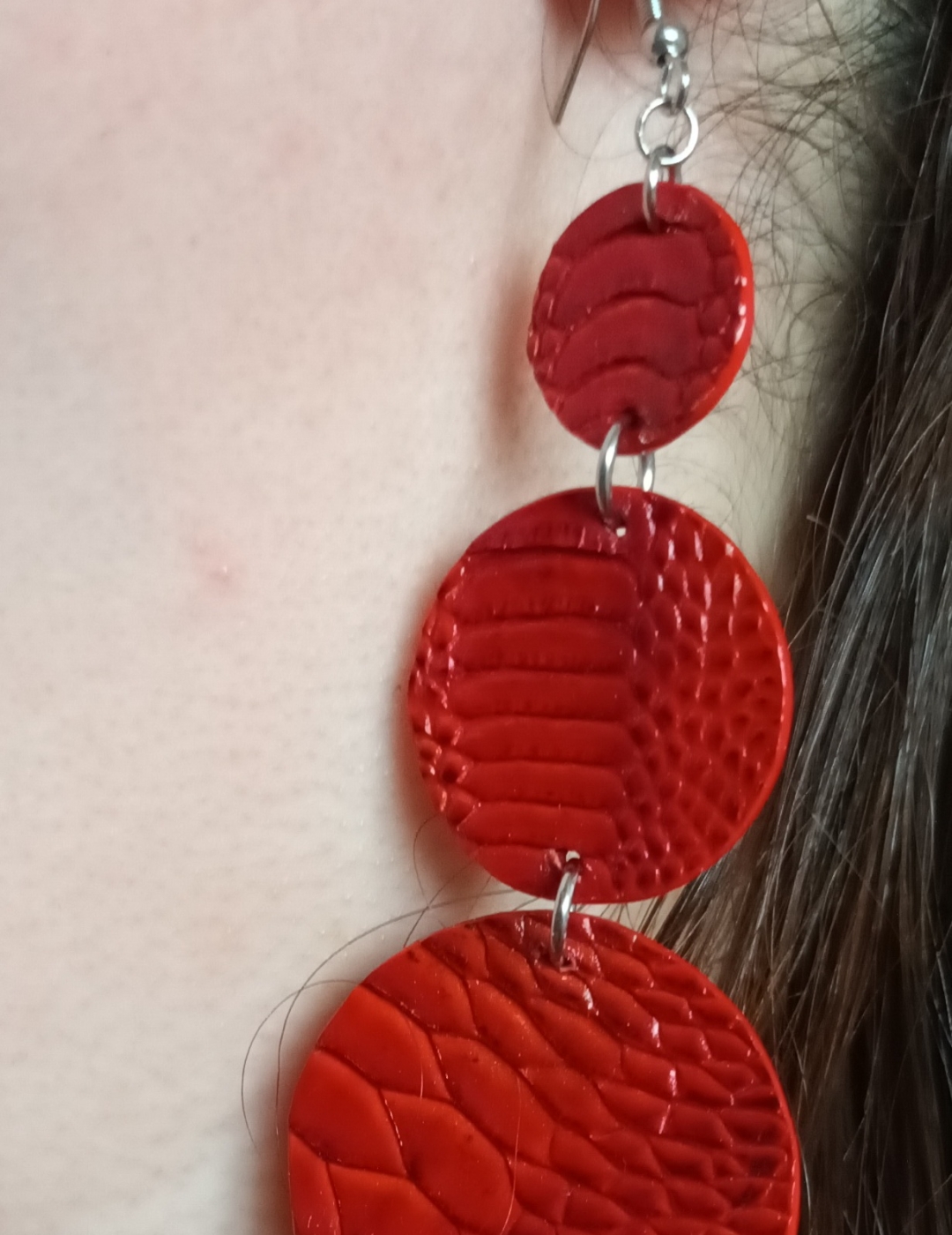 Grandes Boucles d’oreilles bulle bordeaux pailletté