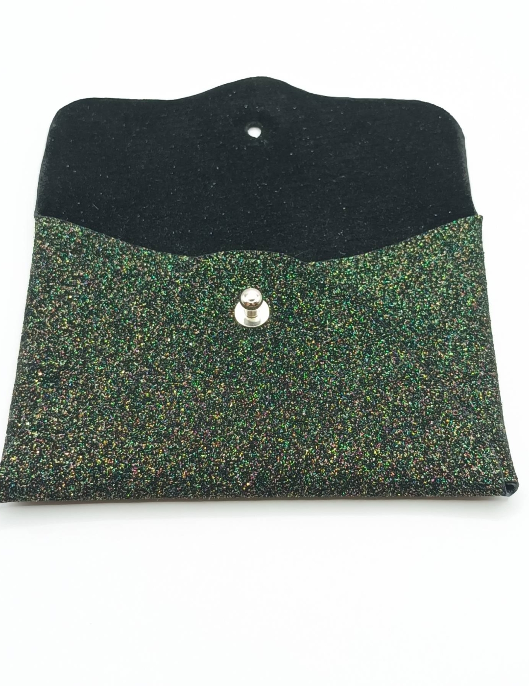 Porte-cartes Noir pailleté vert