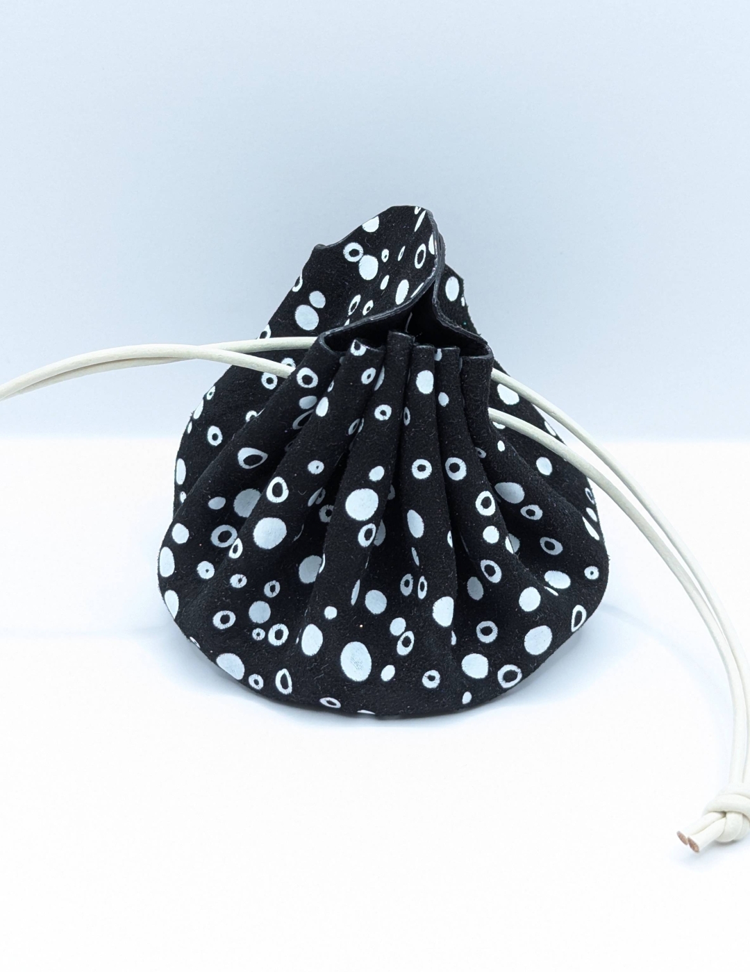 Grande bourse Noir Motif bulles blanches