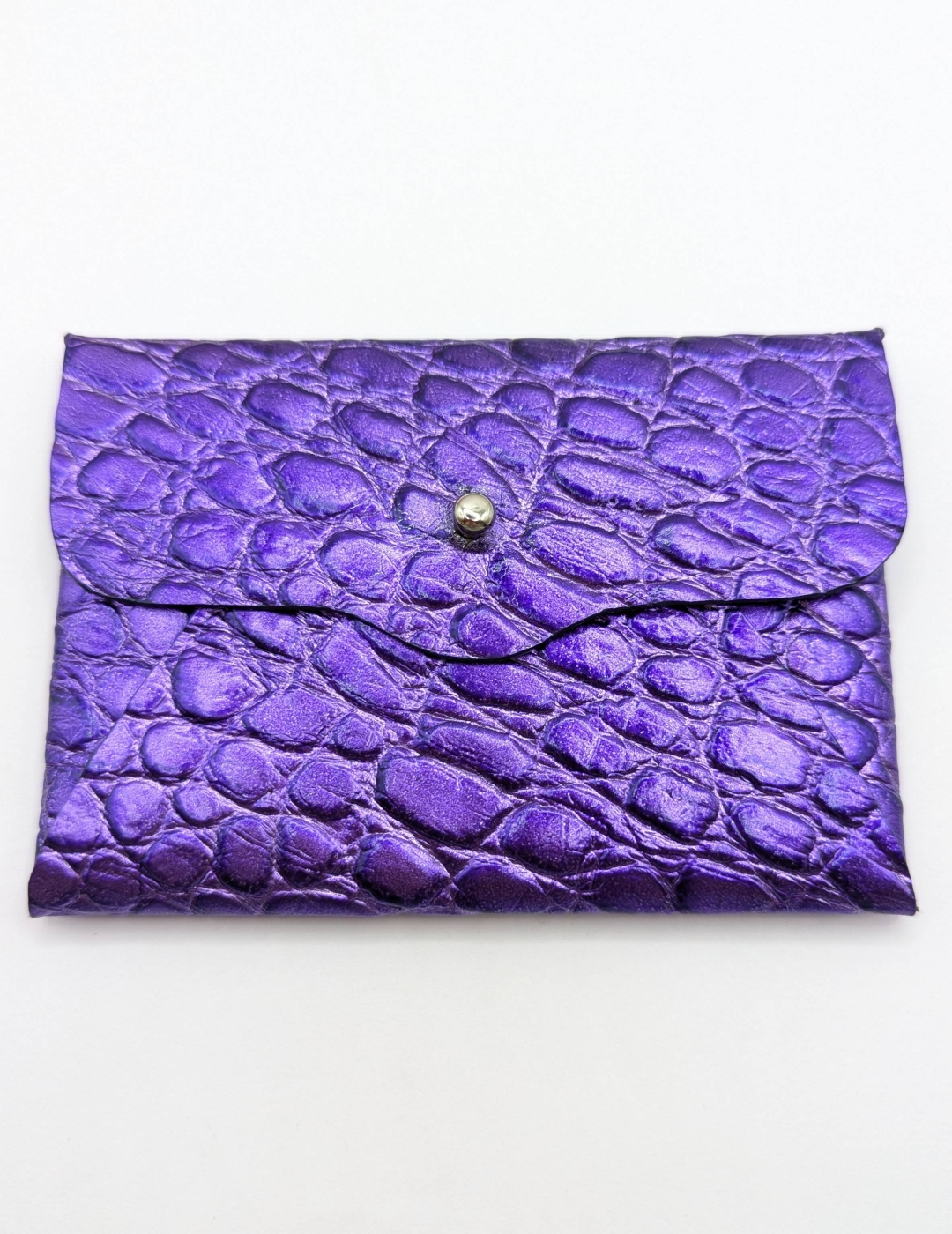 Porte-cartes Violet métallisé imitation crocodile