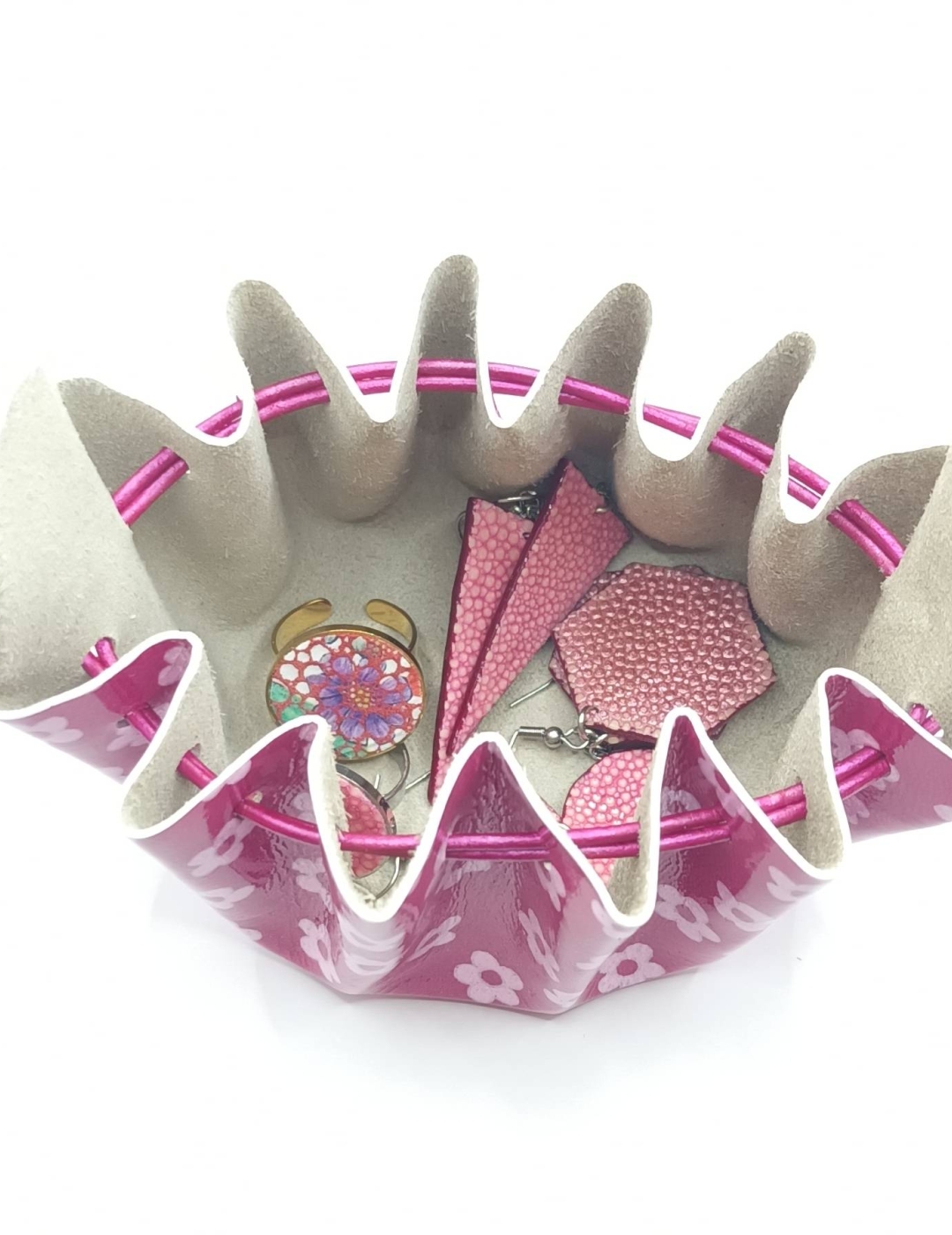 Grande bourse Rose foncé Motif petites fleurs