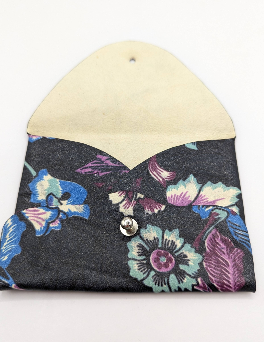 Porte-cartes Noir à grosses fleurs