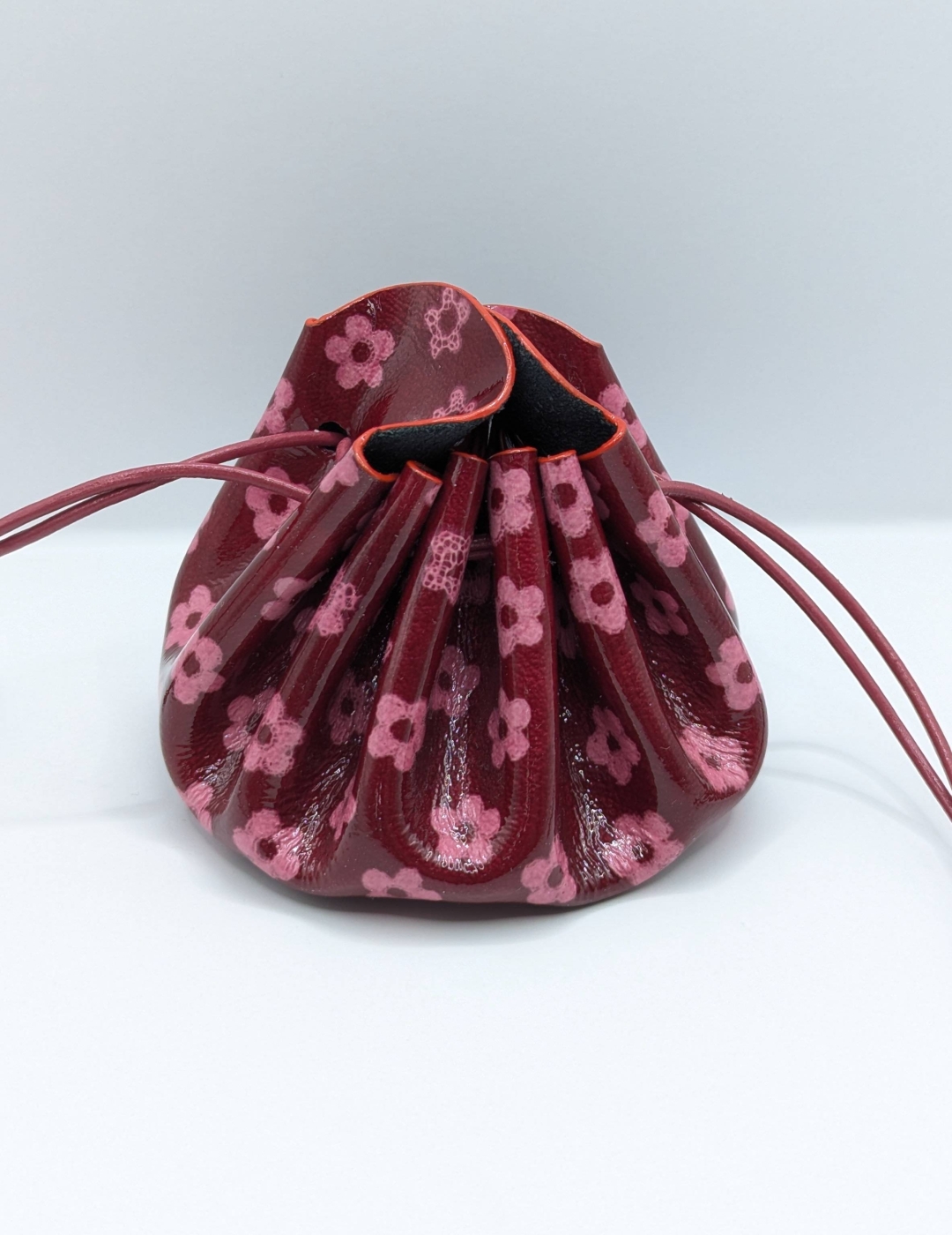 Grande bourse Rouge cerise Motif petites fleurs