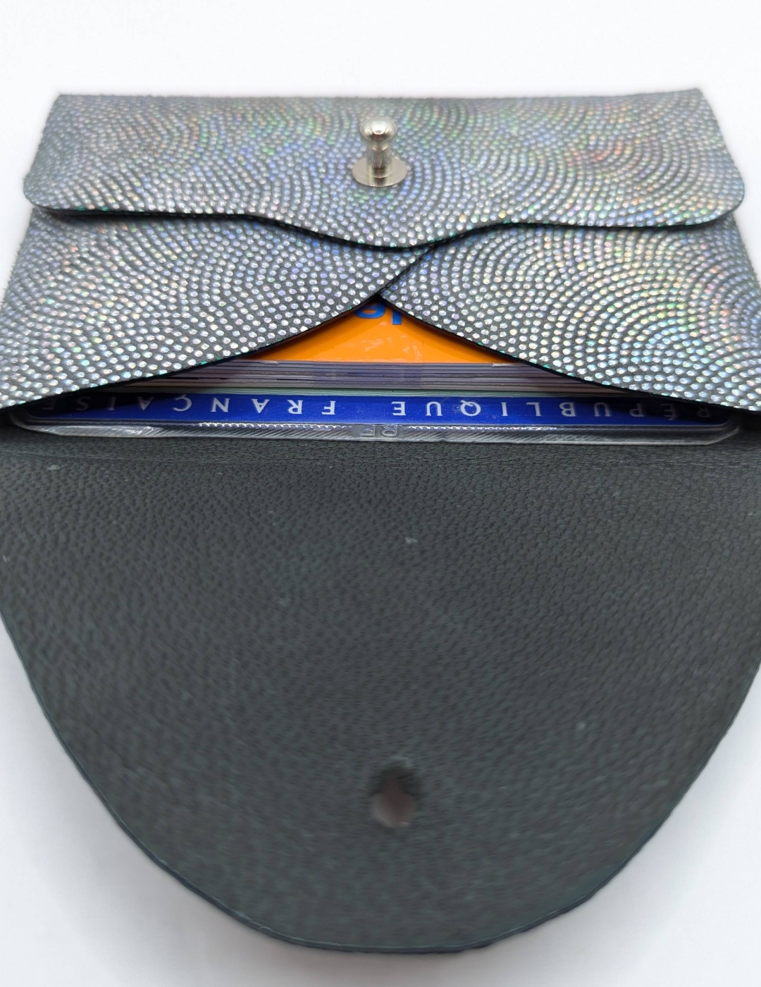 Porte-cartes Vert foncé pailleté argent