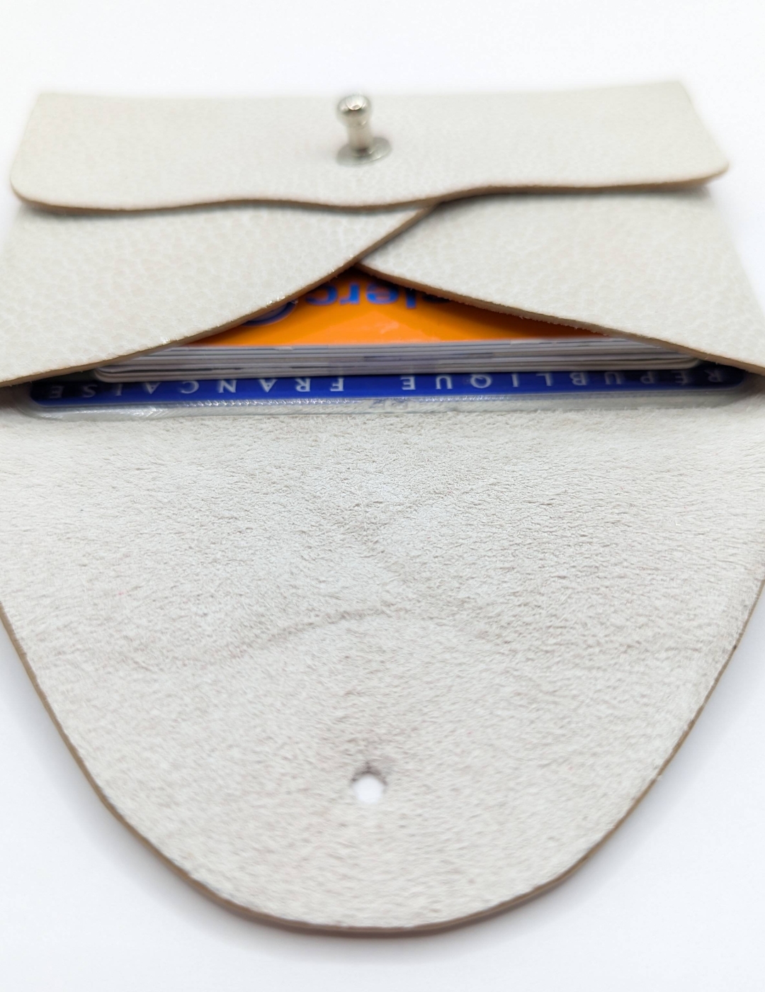 Porte-cartes Beige imitation grain galuchat