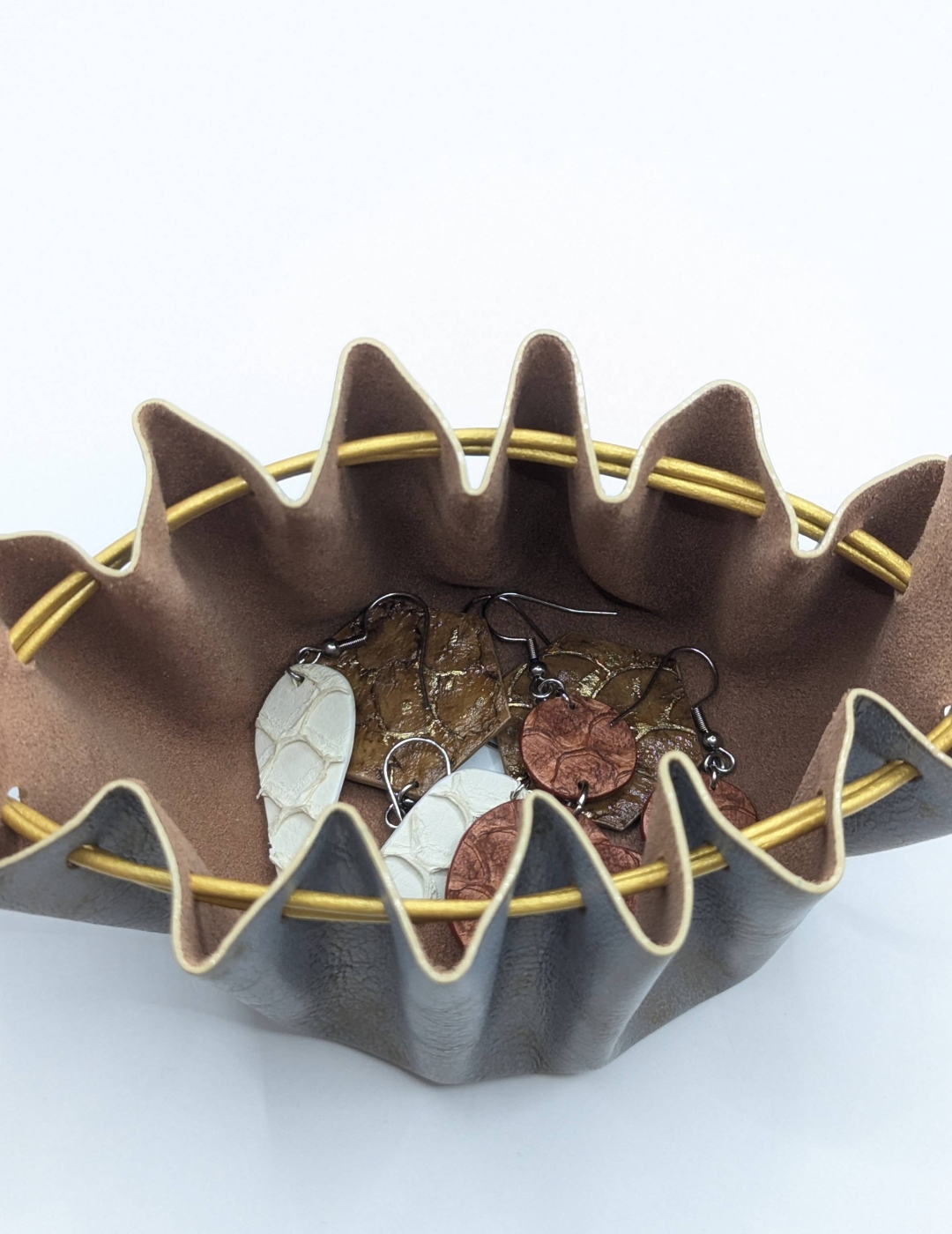 Grande bourse Mauve gris et doré