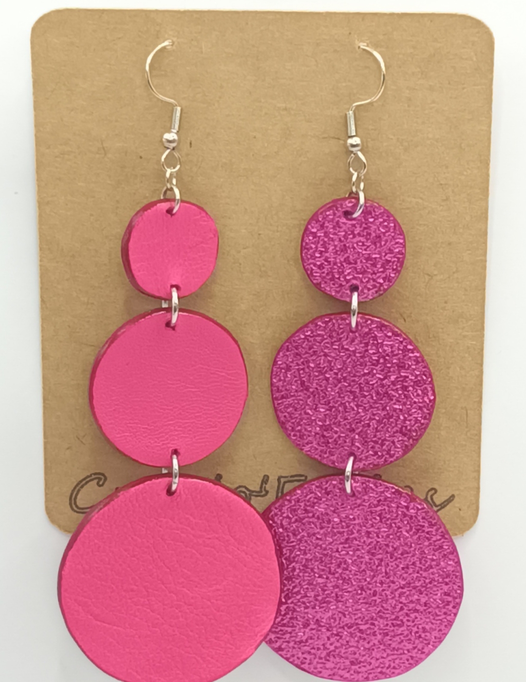 Grandes Boucles d’oreilles bulle rose pailletté