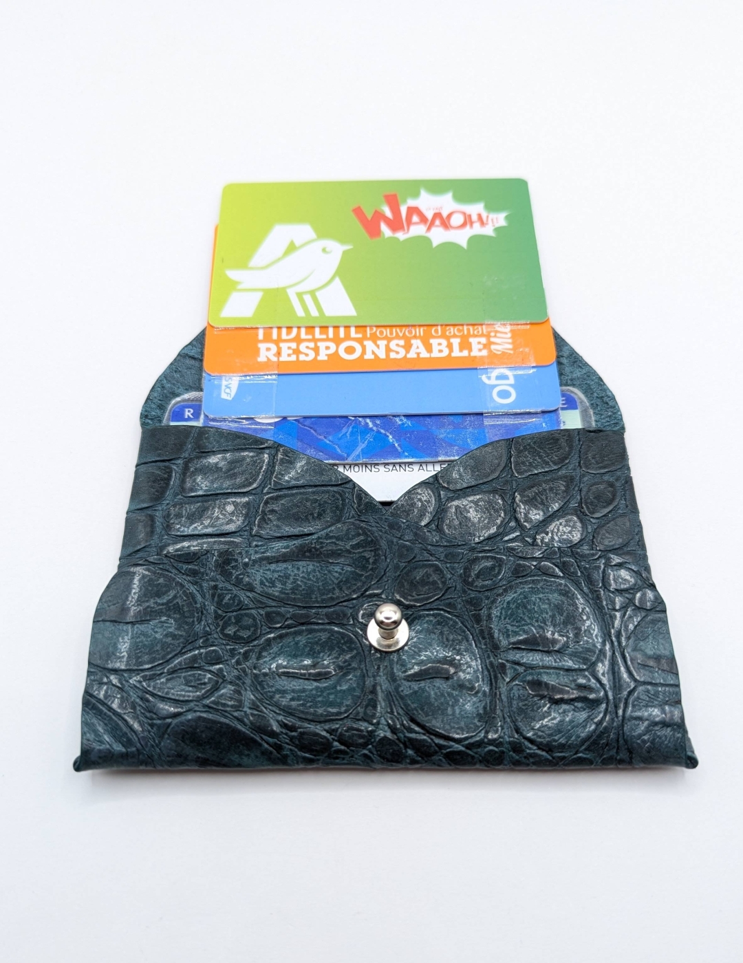 Porte-cartes Vert foncé imitation crocodile