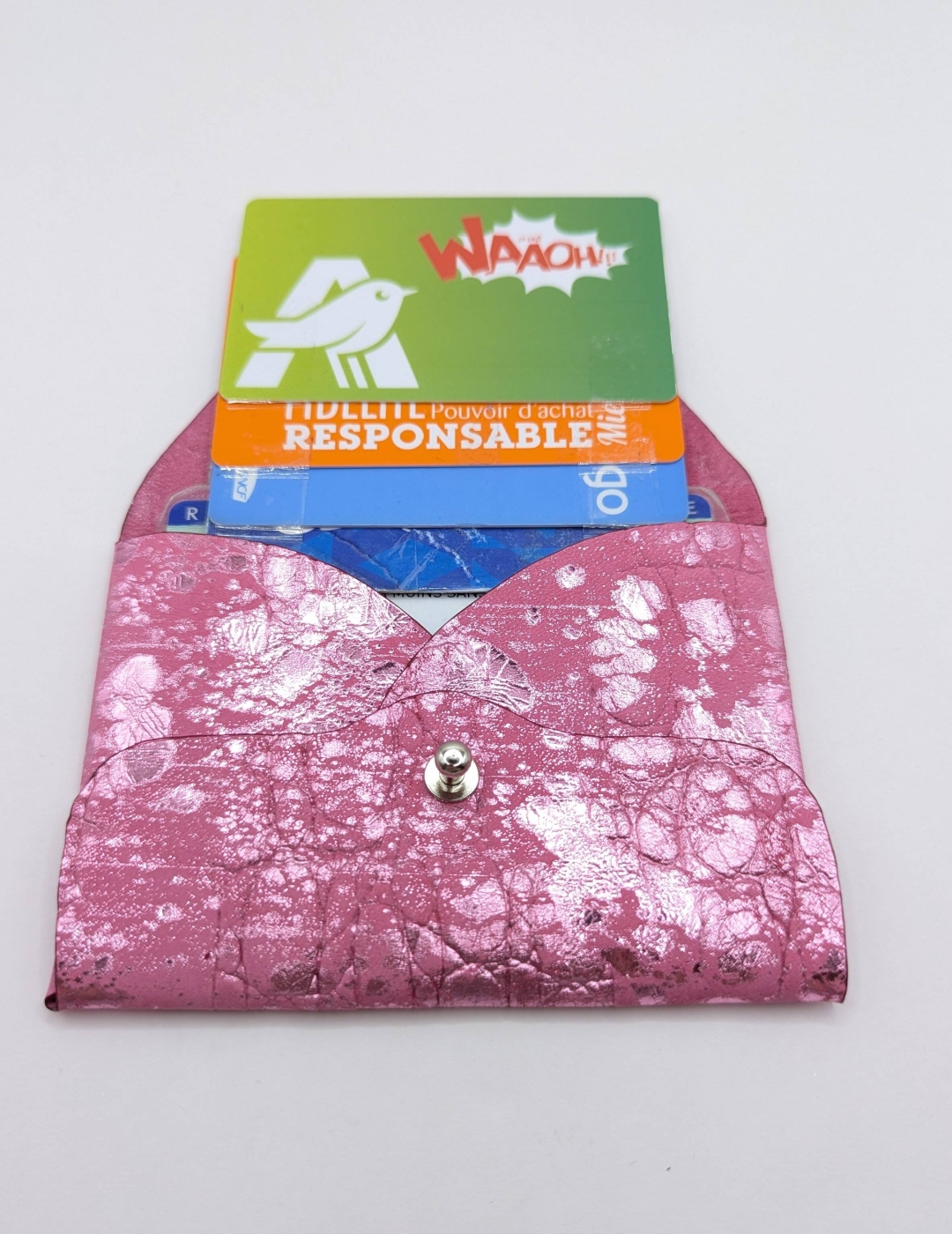 Porte-cartes Rose Barbie métallisé