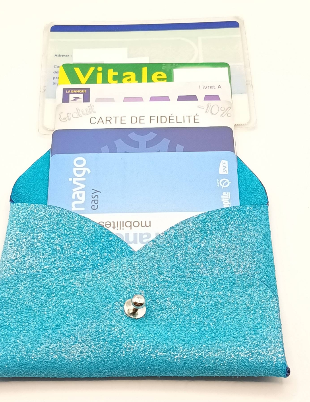 Porte-cartes Bleu velours pailleté