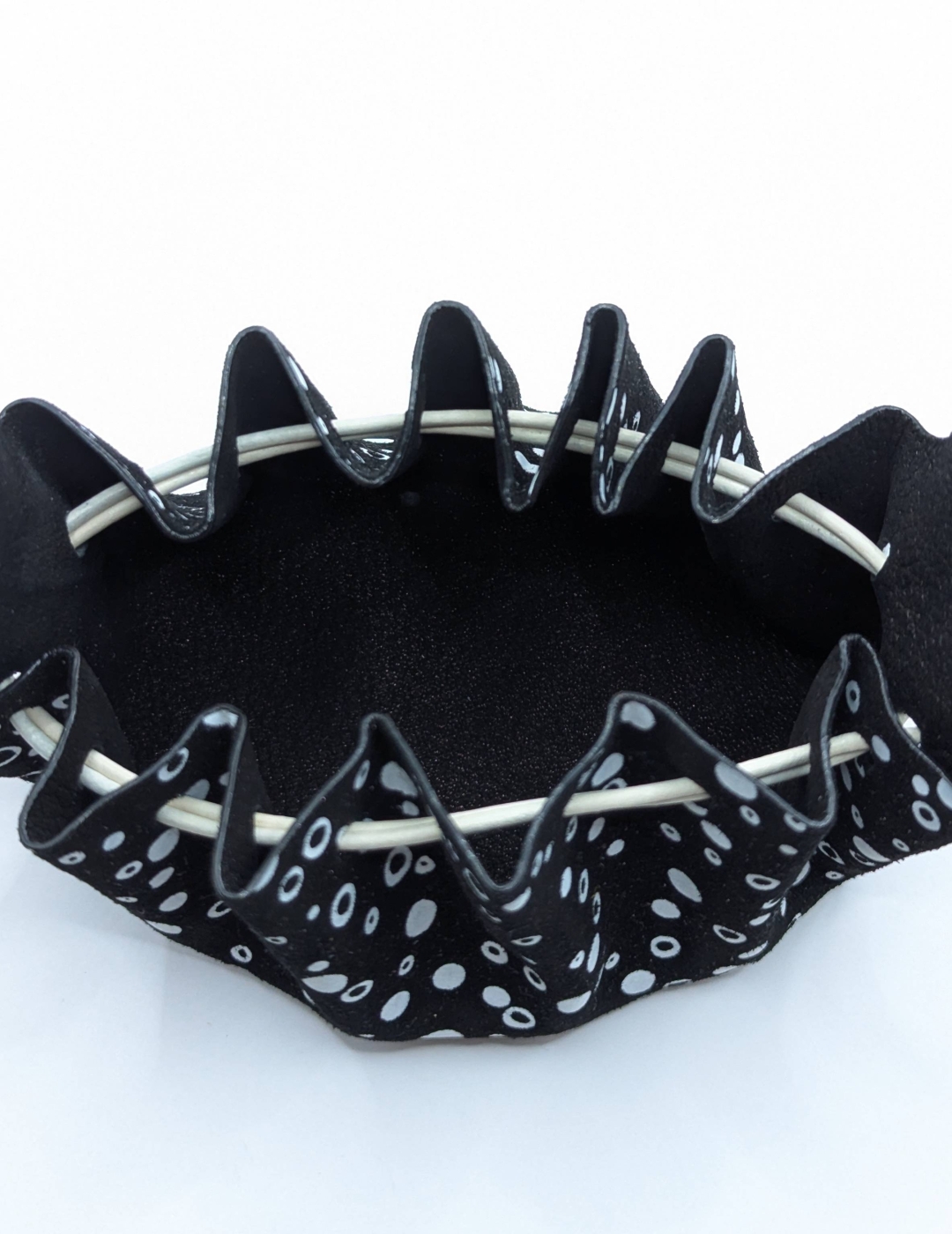 Grande bourse Noir Motif bulles blanches