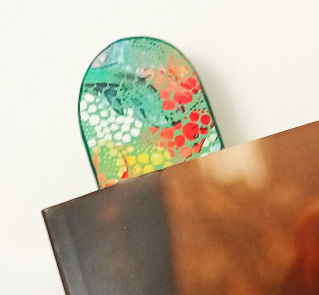 Marque-page fleuri vert et vert anis