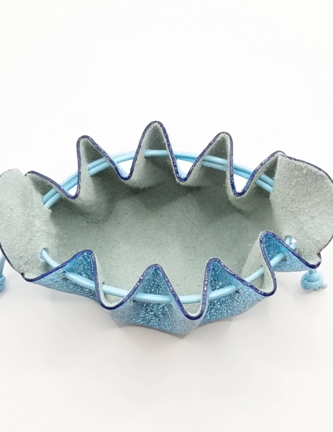 Petite bourse Bleu turquoise Métallisé froissé