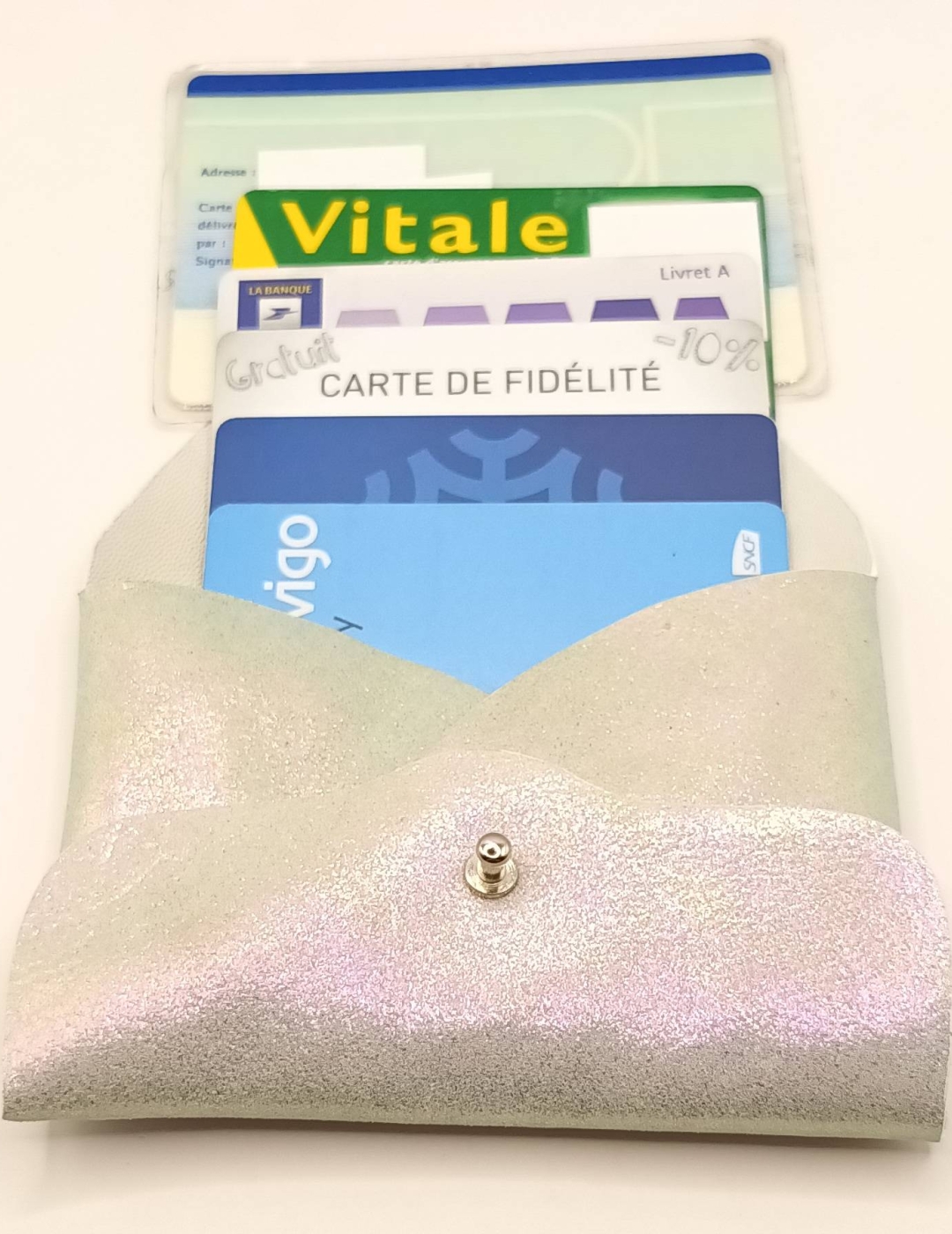 Porte-cartes Irisé vert d’eau
