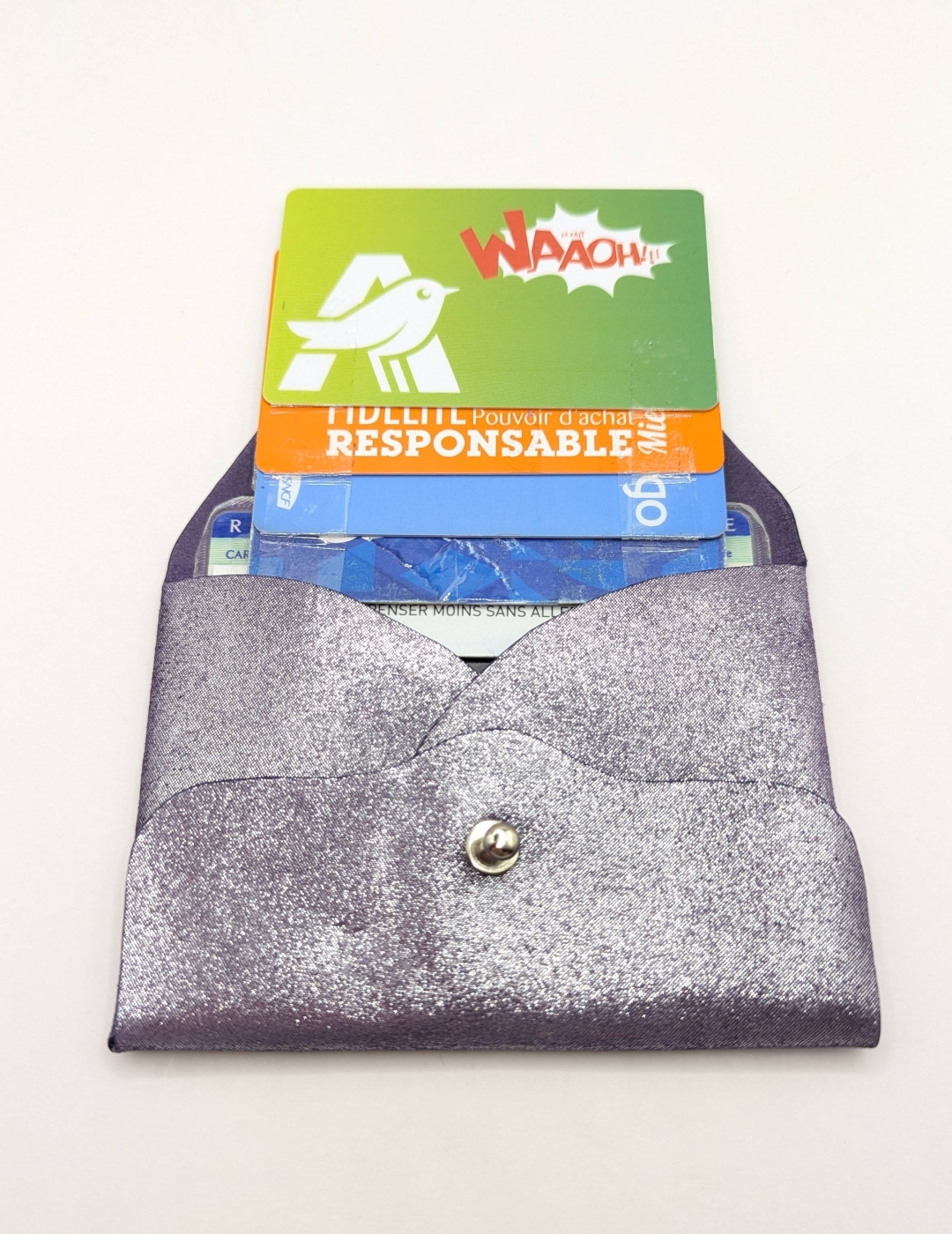 Porte-cartes Violet pailleté